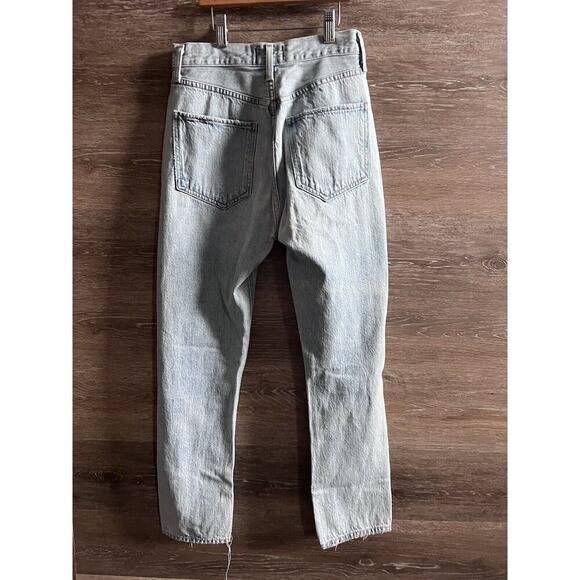 Agolde Jeans Womens Size 24 Riley Straight Crop Denim Button Fly Distressed - Picture 7 of 9